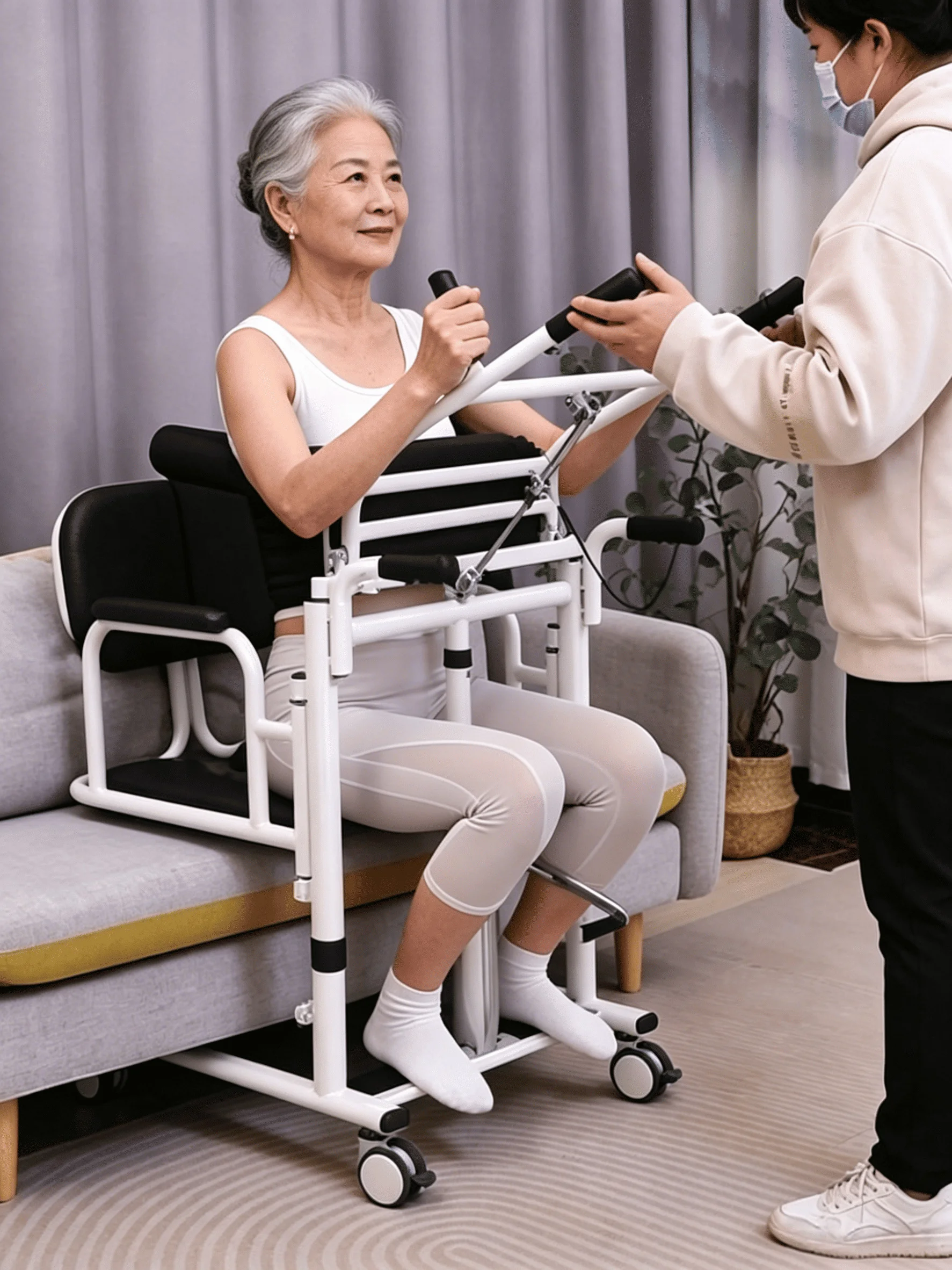 Patient transfer chair used for sofa repositioning